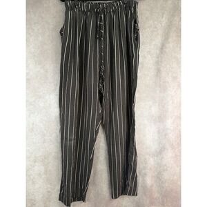 VTG 90s MY PIECES Women's 1X Black White Stripe Dot Rayon Casual Flowy Pants